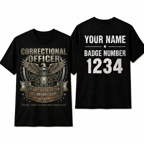 Custom Corrections Officer Shirt | Personalized Thin Silver Line CO Gear T-Shirt | Premium Prison Guard Law