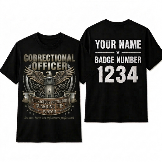 Custom Corrections Officer Shirt | Personalized Thin Silver Line CO Gear T-Shirt | Premium Prison Guard Law