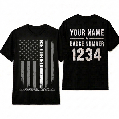 Proud Retired Correctional Officer Shirt - US Flag Corrections Veteran Tee Gift