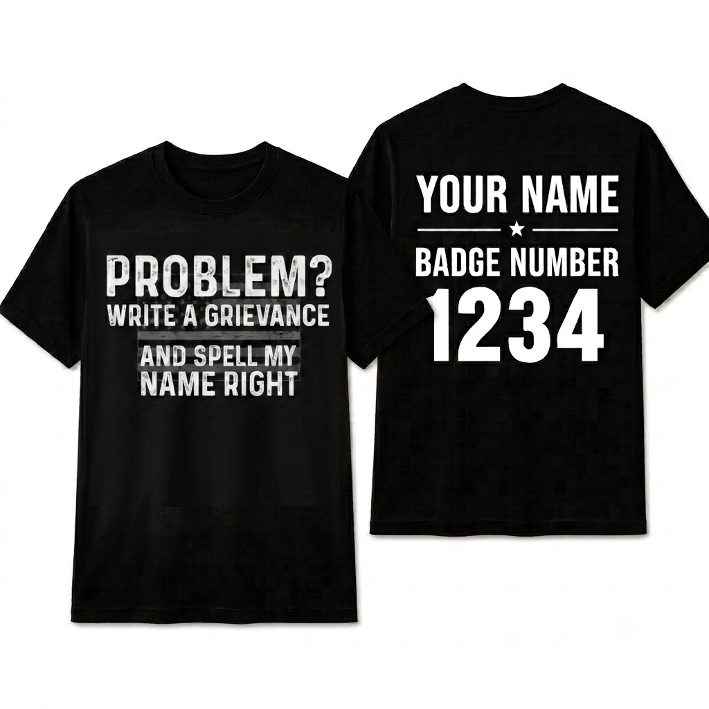 Funny Correctional Officer Shirt - Problem Write A Grievance Spell My Name Right - CO Humor Tee