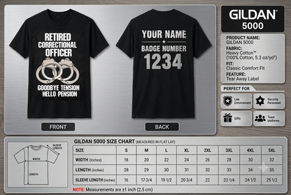 Custom Name Retired Correctional Officer Shirt, Goodbye Tension Hello Pension Retirement Tee