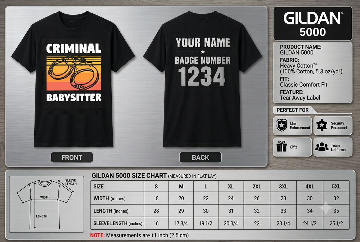 Funny Criminal Babysitter Shirt - Retro Corrections Officer Prison Guard Gift