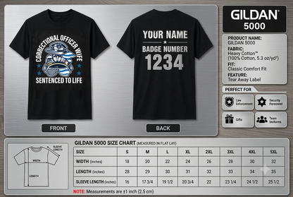 Custom Name Correctional Officer Wife Shirt, Sentenced To Life CO Wife Thin Silver Line Tee