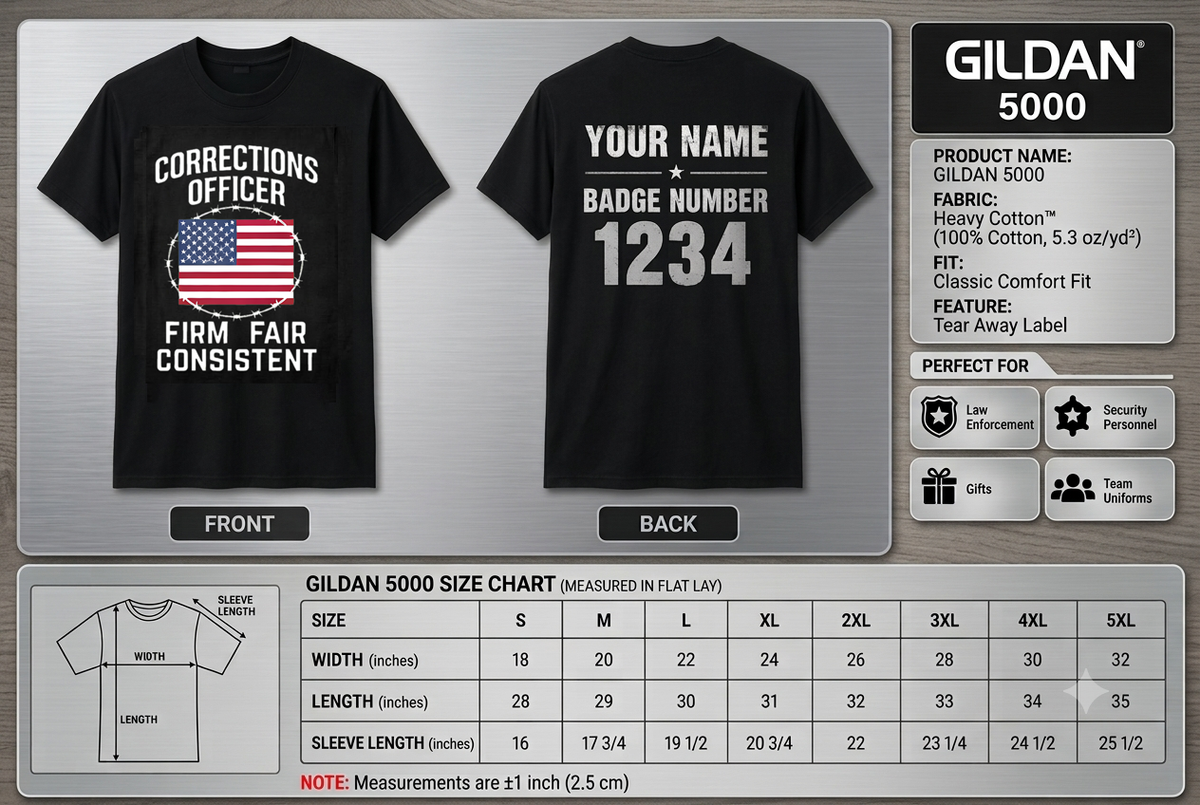 Custom Name Corrections Officer Shirt, Firm Fair Consistent American Flag Prison Guard Tee