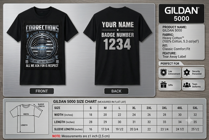 Custom Corrections Officer Flag T-Shirt | Personalized Thin Silver Line Prison Guard Shirt | Law Enforcement Gift