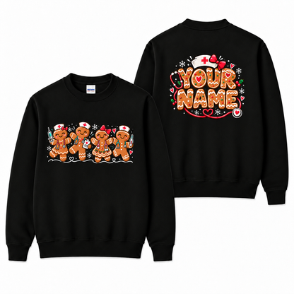 Personalized Christmas Nurse Sweatshirt Gingerbread Nurses Custom Name Gift