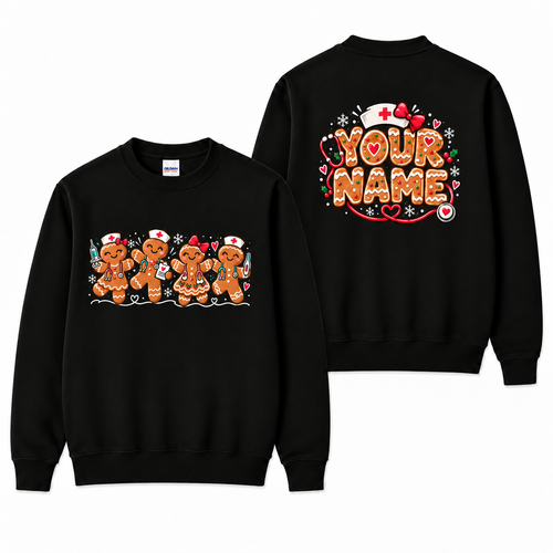 Personalized Christmas Nurse Sweatshirt Gingerbread Nurses Custom Name Gift