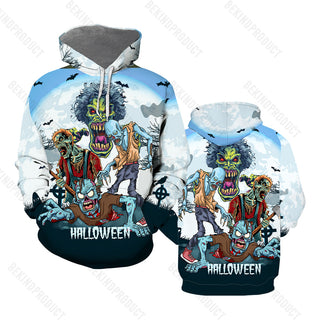 Zombie Halloween Hoodie All Over Print Pullover Hoodie Hooded Zip Hoodie For Men & Women HD1221