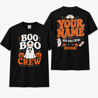 Custom Name Boo Boo Crew Ghost Nurse Shirt Halloween Spooky Medical Apparel