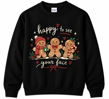 Personalized Custom Happy To See Your Face Cute Gingerbread Squad Teacher Christmas Sweatshirt