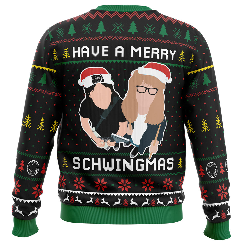 Have A Merry Schwingmas Wayne's World Ugly Christmas Sweater