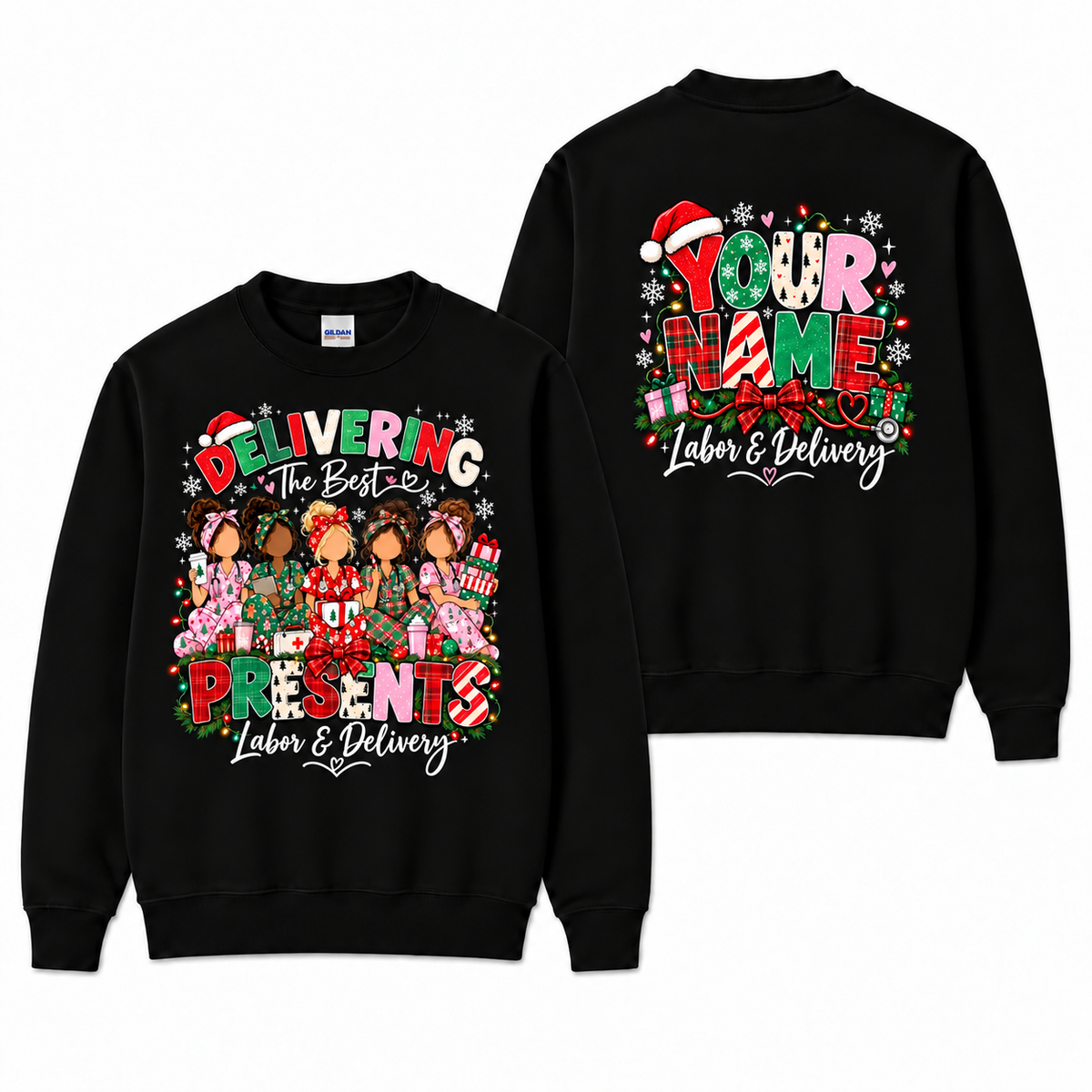 Labor and Delivery Christmas Nurse Sweatshirt Delivering Presents Gift Idea