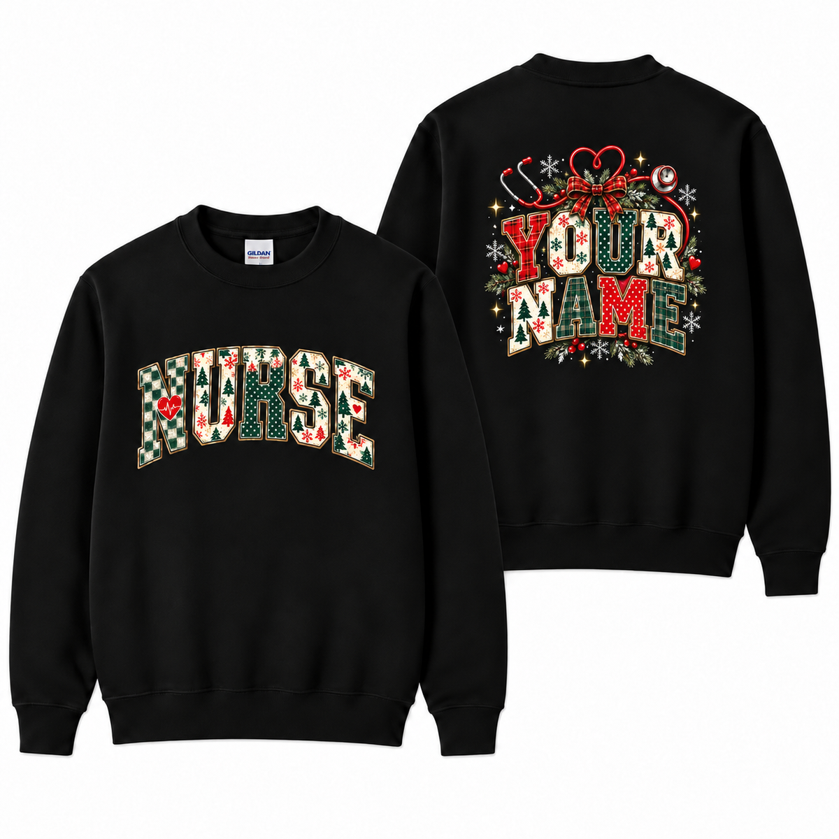 Personalized Christmas Nurse Sweatshirt Custom Name Holiday Healthcare Gift