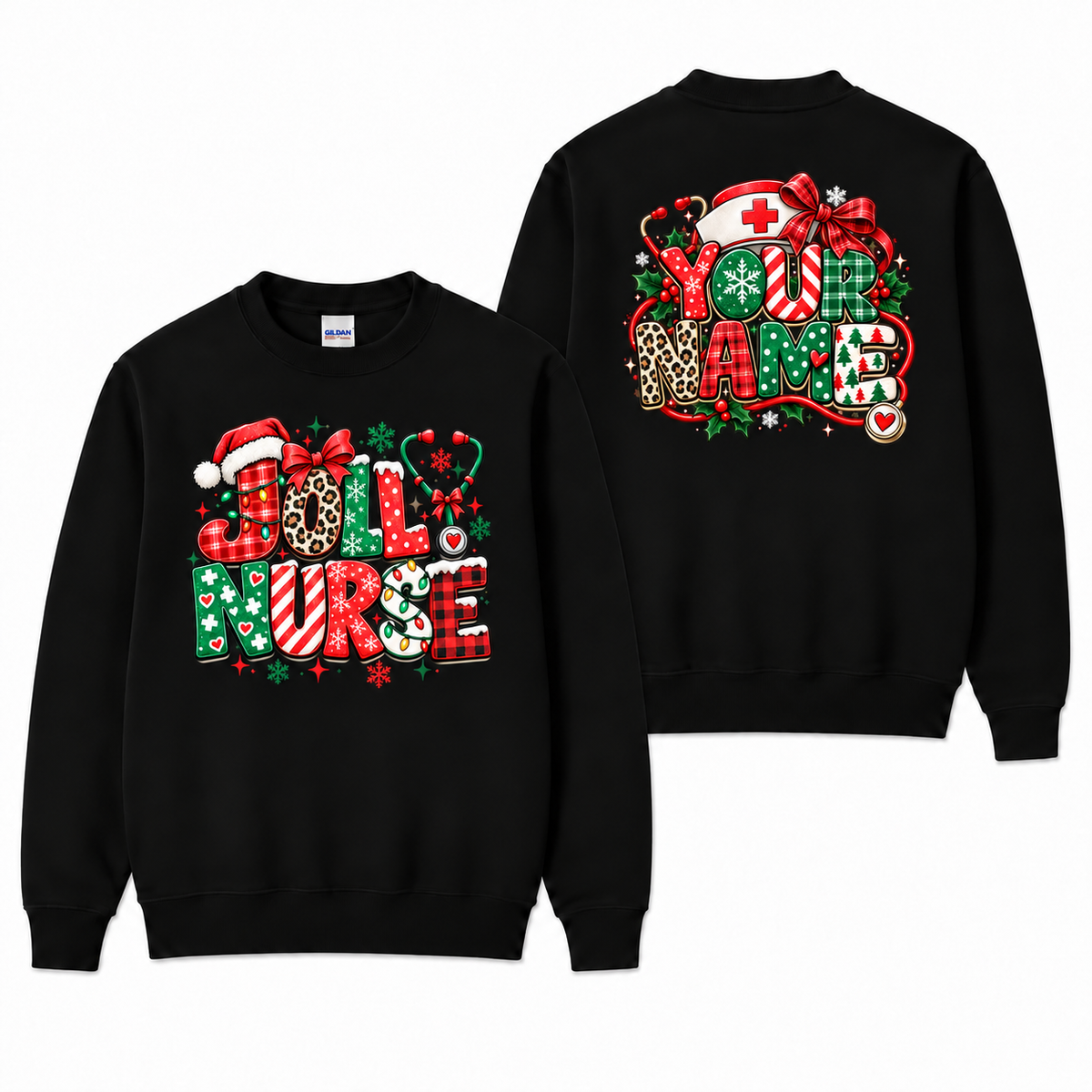 Personalized Christmas Nurse Sweatshirt Jolly Nurse Custom Name Gift