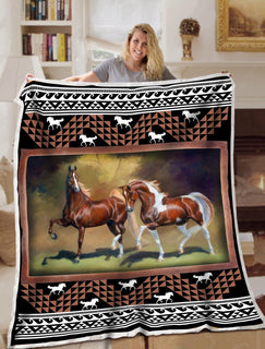 Horse Tribal Natural Pictures Blanket Sofa Bed Throws Lightweight Cozy Bed Blanket Soft Suitable For All Season