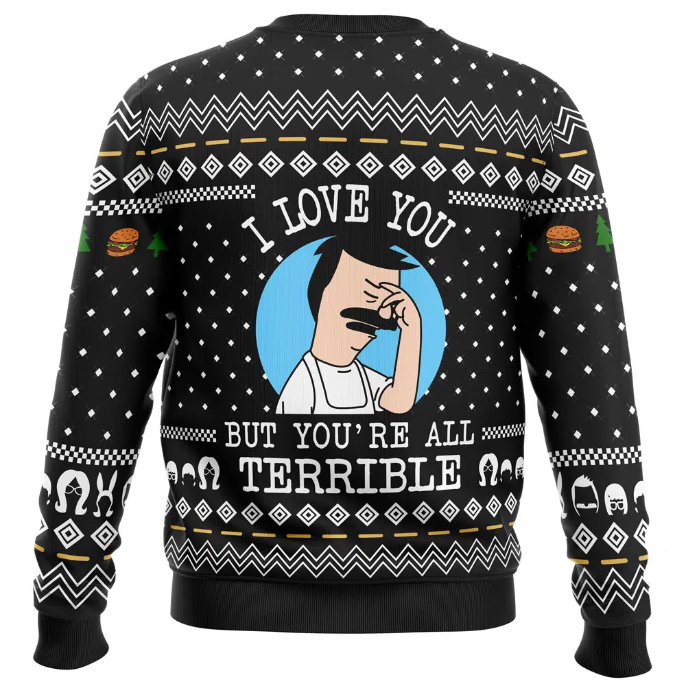 I Love You but Bob's Burgers Ugly Christmas Sweater