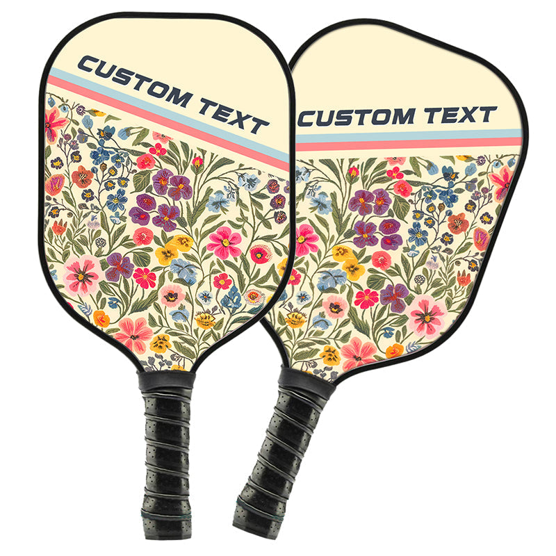 Custom Preppy Flower Pattern Pickleball Paddles, Cottage Floral Pickleball Team Paddle Pickleball Racket