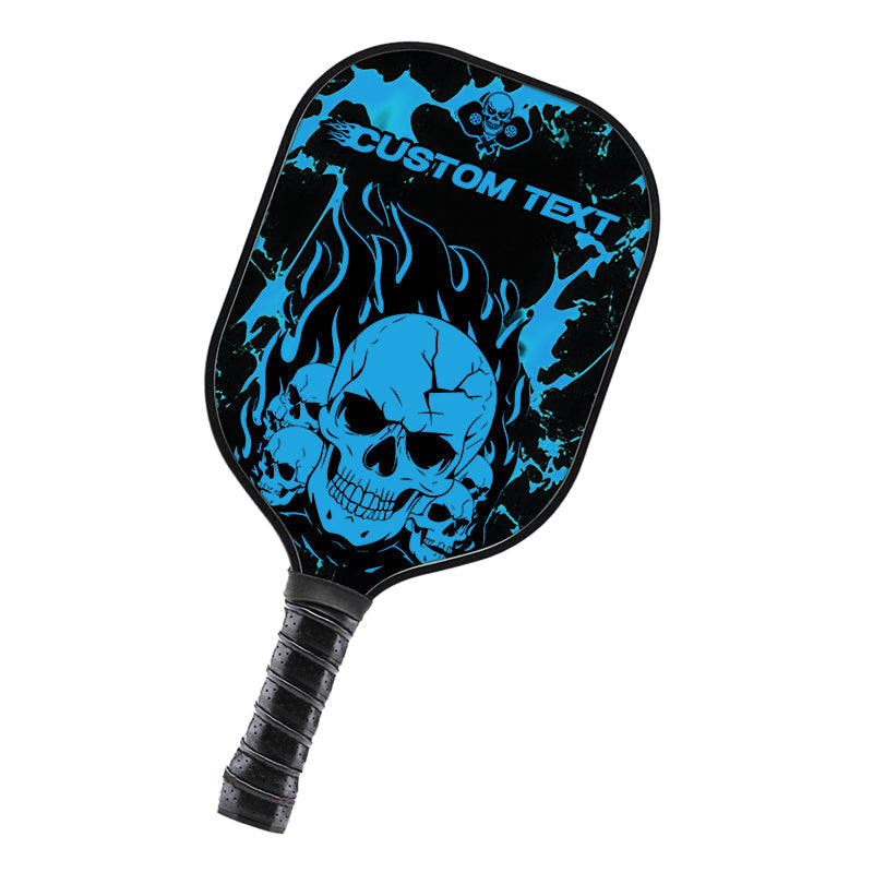 Black And Blue Flame Skull Custom Pickleball Paddle, Pickleball Paddles Gifts