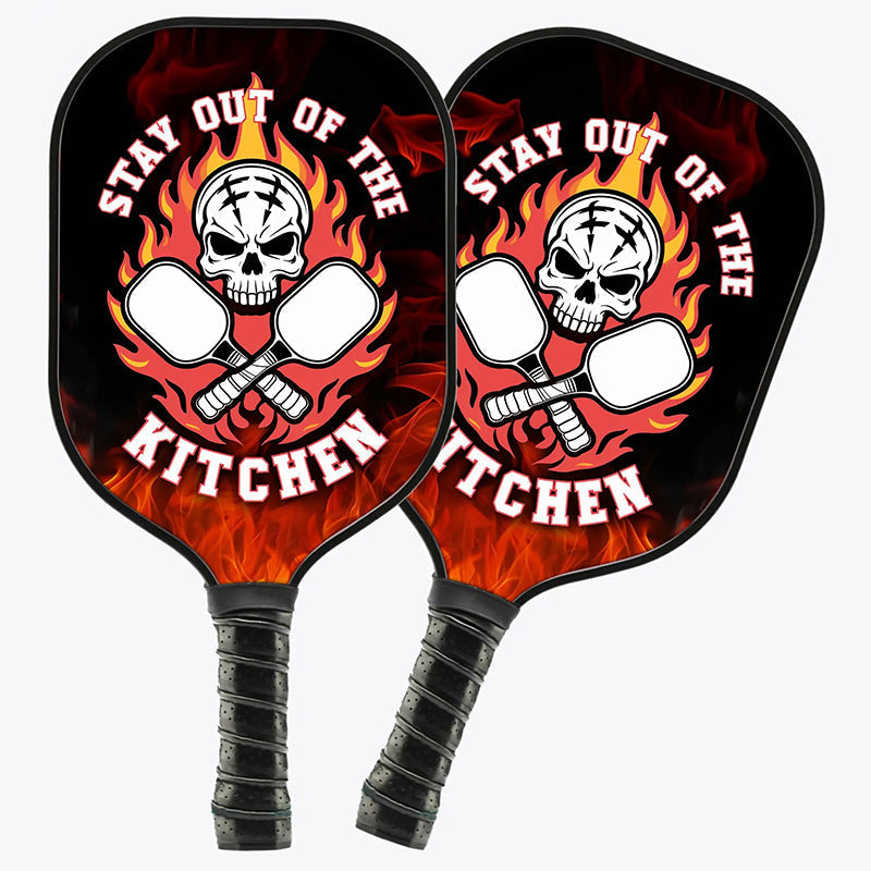 Custom Funny Pickleball Paddles Saying "Stay Out Of The Kitchen", Skull Pickleball Paddle Gifts