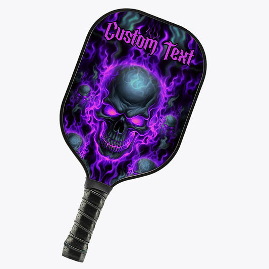 Custom Purple Flame Skull Halloween Pickleball Paddles, Skull Pickleball Racket, Pickleball Gifts