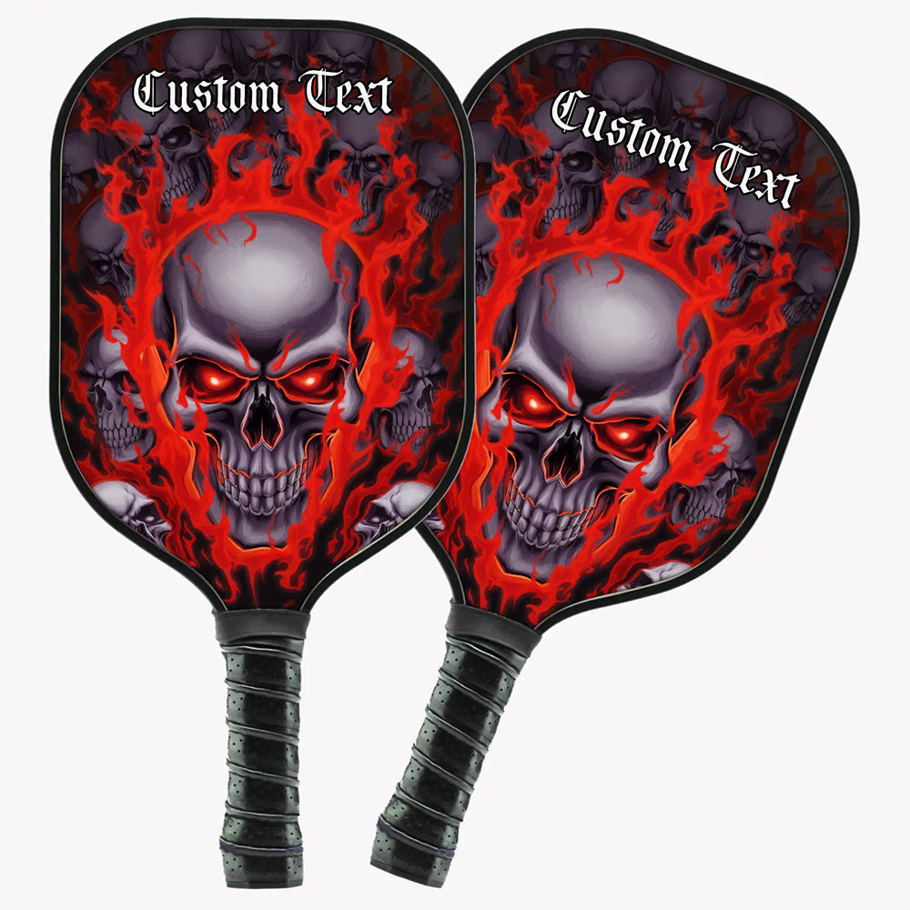 Custom Red Flame Skull Pickleball Paddle For Men And Women, Pickleball Paddles Pickleball Gifts