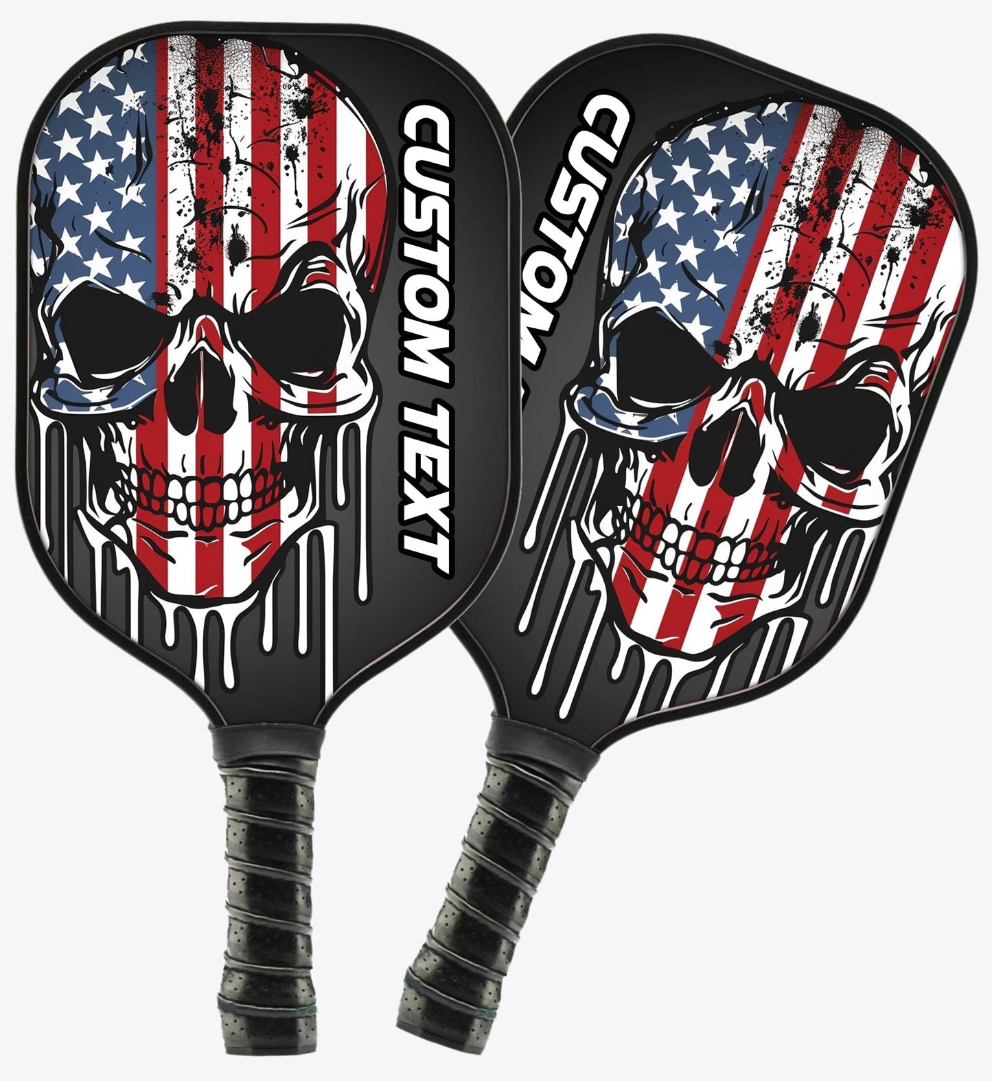 Grunge American Flag Skull Custom Patriotic Pickleball Paddle, Us Pickleball Paddle, Halloween Pickleball Gifts