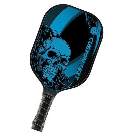 Black And Blue Flame Skull Custom Pickleball Paddle, Pickleball Paddles Pickleball Gifts