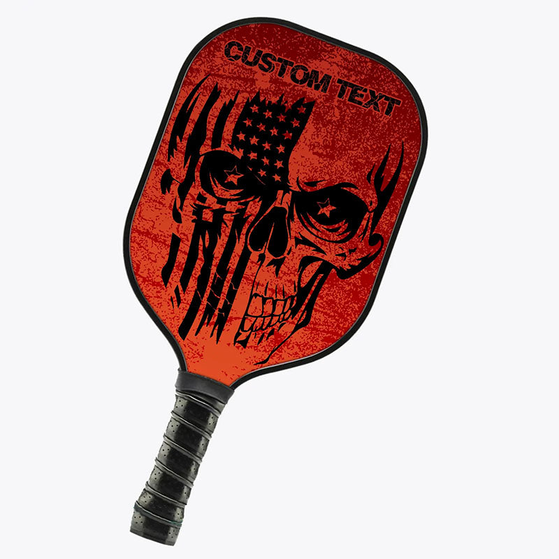 American Flag Skull Custom Us Pickleball Paddle, Patriotic Pickleball Paddle Halloween Pickleball Gifts