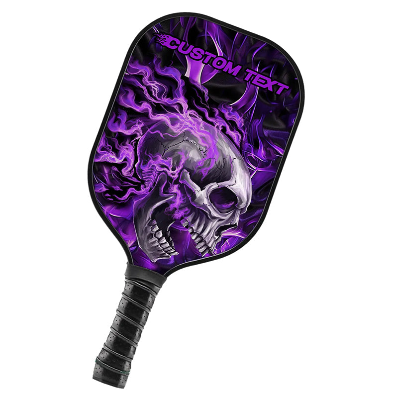 Purple Flame Skull Custom Pickleball Paddle For Men And Women, Pickleball Gifts Pickleball Rackets