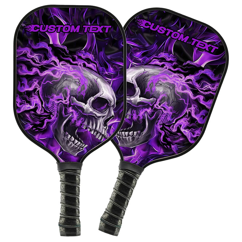 Purple Flame Skull Custom Pickleball Paddle For Men And Women, Pickleball Gifts Pickleball Rackets