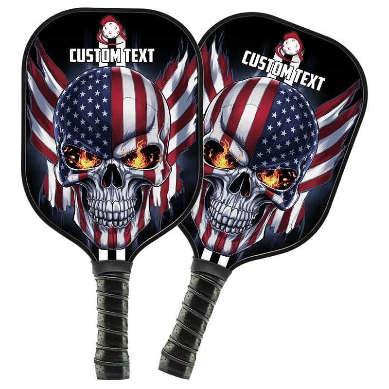 American Flag Skull Custom Us Pickleball Paddle, Patriotic Pickleball Paddle Pickleball Gifts