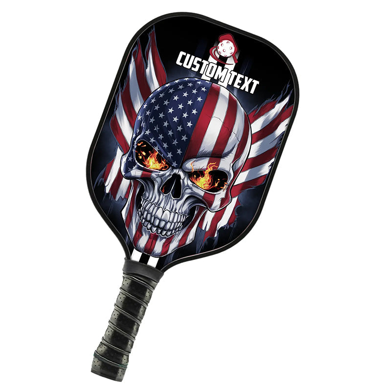 American Flag Skull Custom Us Pickleball Paddle, Patriotic Pickleball Paddle Pickleball Gifts