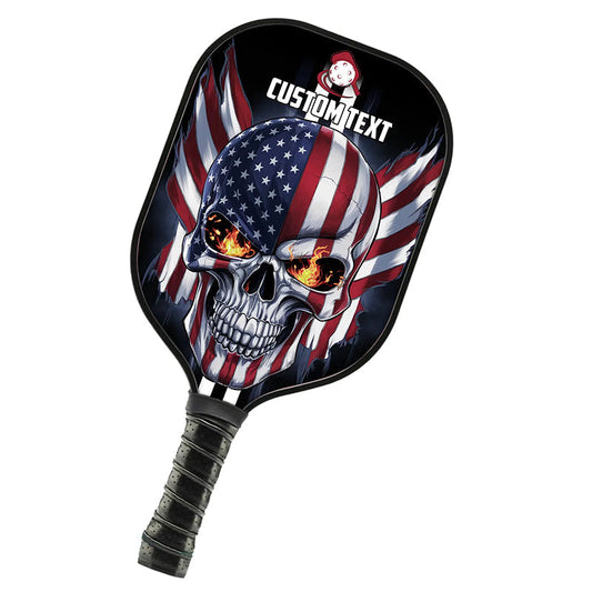 American Flag Skull Custom Us Pickleball Paddle, Patriotic Pickleball Paddle Pickleball Gifts