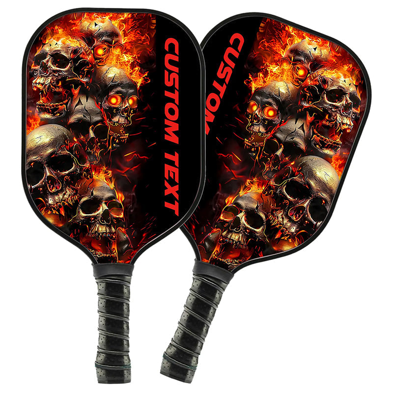 Red Flame Custom Skull Pickleball Paddle For Team, Pickleball Gifts For Men And Women