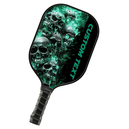 Green Flame Custom Skull Pickleball Paddle For Team, Pickleball Gifts For Men And Women