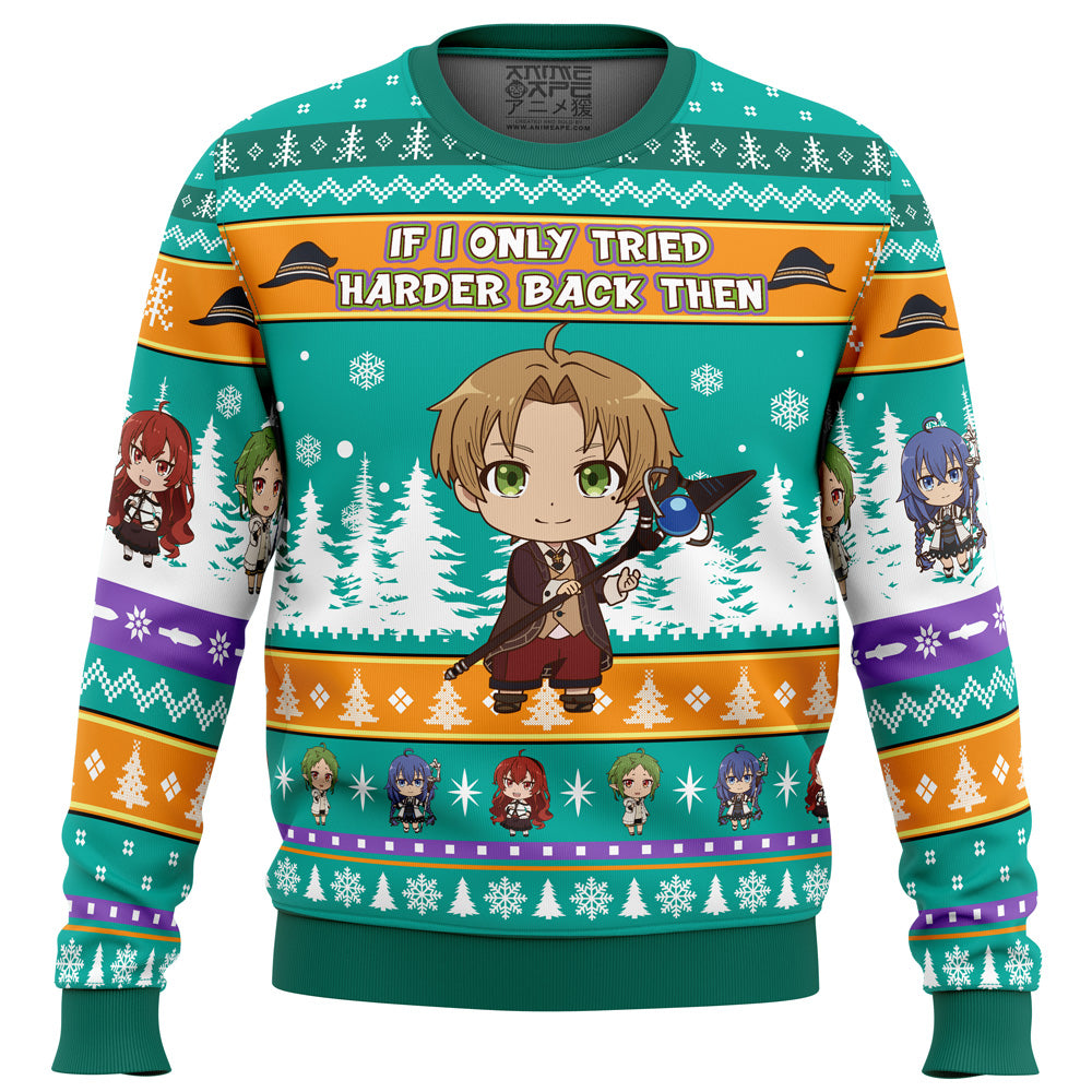 If I Only Tried Harder Mushoku Tensei Jobless Reincarnation Ugly Christmas Sweater