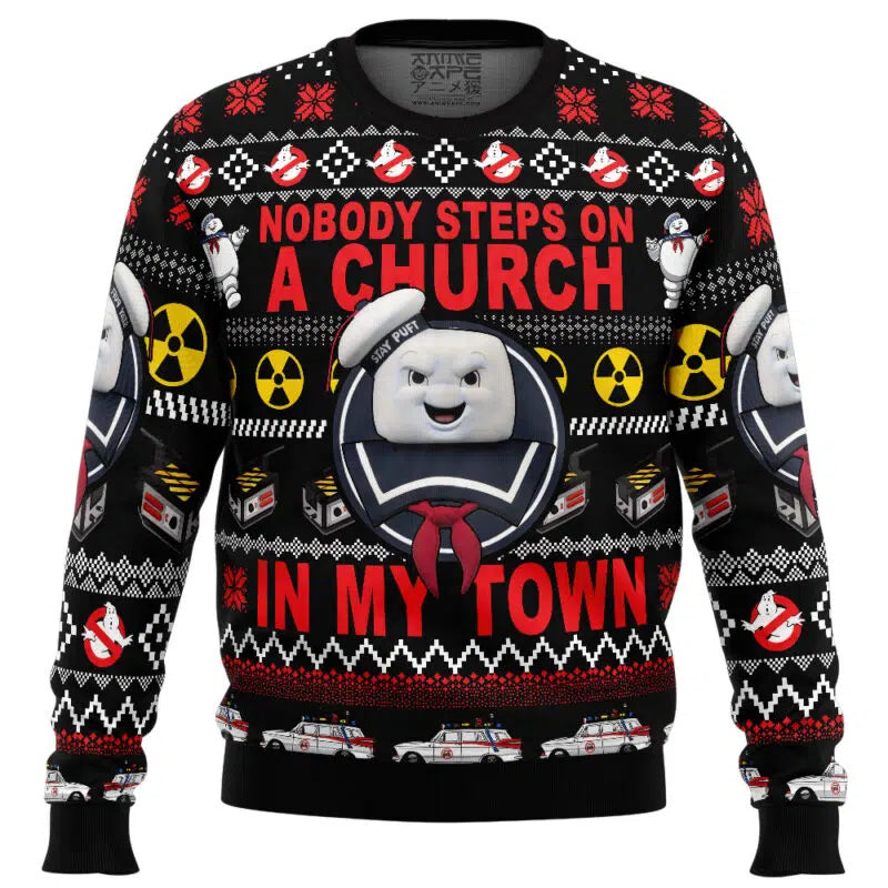 In My Town Ghost Busters Ugly Christmas Sweater