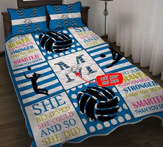 Volleyball Quilt Set Inspire Square Color QBS - Personalized Custom - Quilt Bed Set Bedroom Twin/Queen/King Size