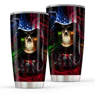 Ireland Flag Grim Reaper Art Normal Tumbler - 20oz Stainless Steel Tumbler Cup - Irish Gift