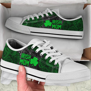 White Irish Mom Shamrock Converse Sneakers Low Top Shoes Holiday St. Patrick's Day Irish Shoes CVSH1070