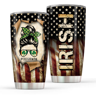 Irish Mom Flag Hole Normal Tumbler - 20oz Stainless Steel Tumbler Cup - Irish Gift