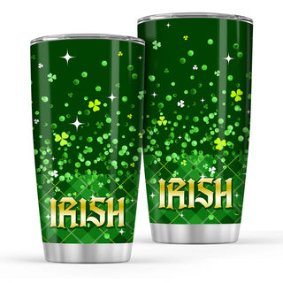 Irish Shamrock Glitter Normal Tumbler - 20oz Stainless Steel Tumbler Cup - Irish Gift