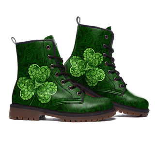 Vintage Shamrock Martin Boots Short Leather Boots Shoes Holiday St. Patrick's Day Irish Shoes LB00057