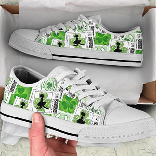 White Irish Stamp Collection Converse Sneakers Low Top Shoes Holiday St. Patrick's Day Irish Shoes CVSH1060