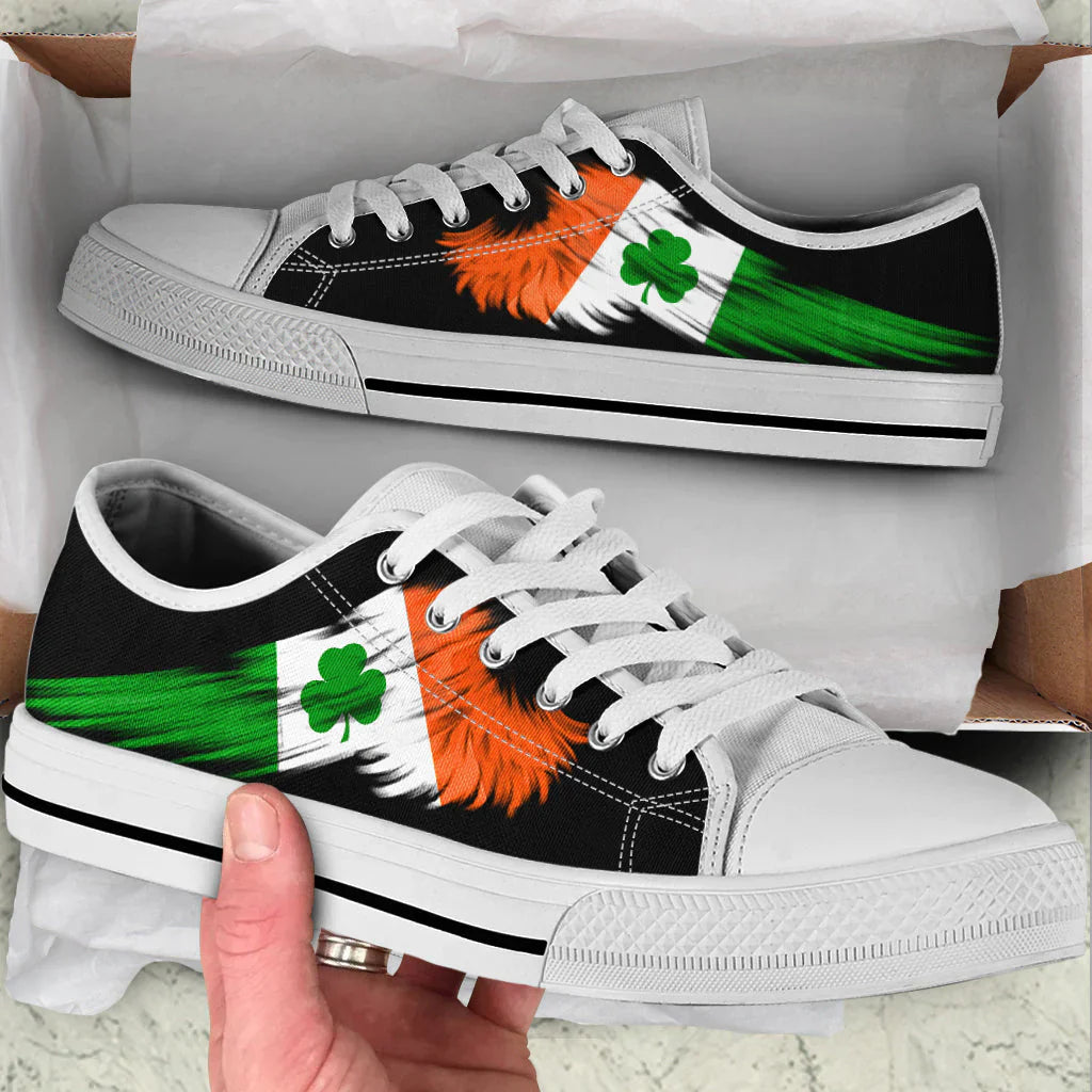 White Irish Wing Flag Converse Sneakers Low Top Shoes Holiday St. Patrick's Day Irish Shoes CVSH1058