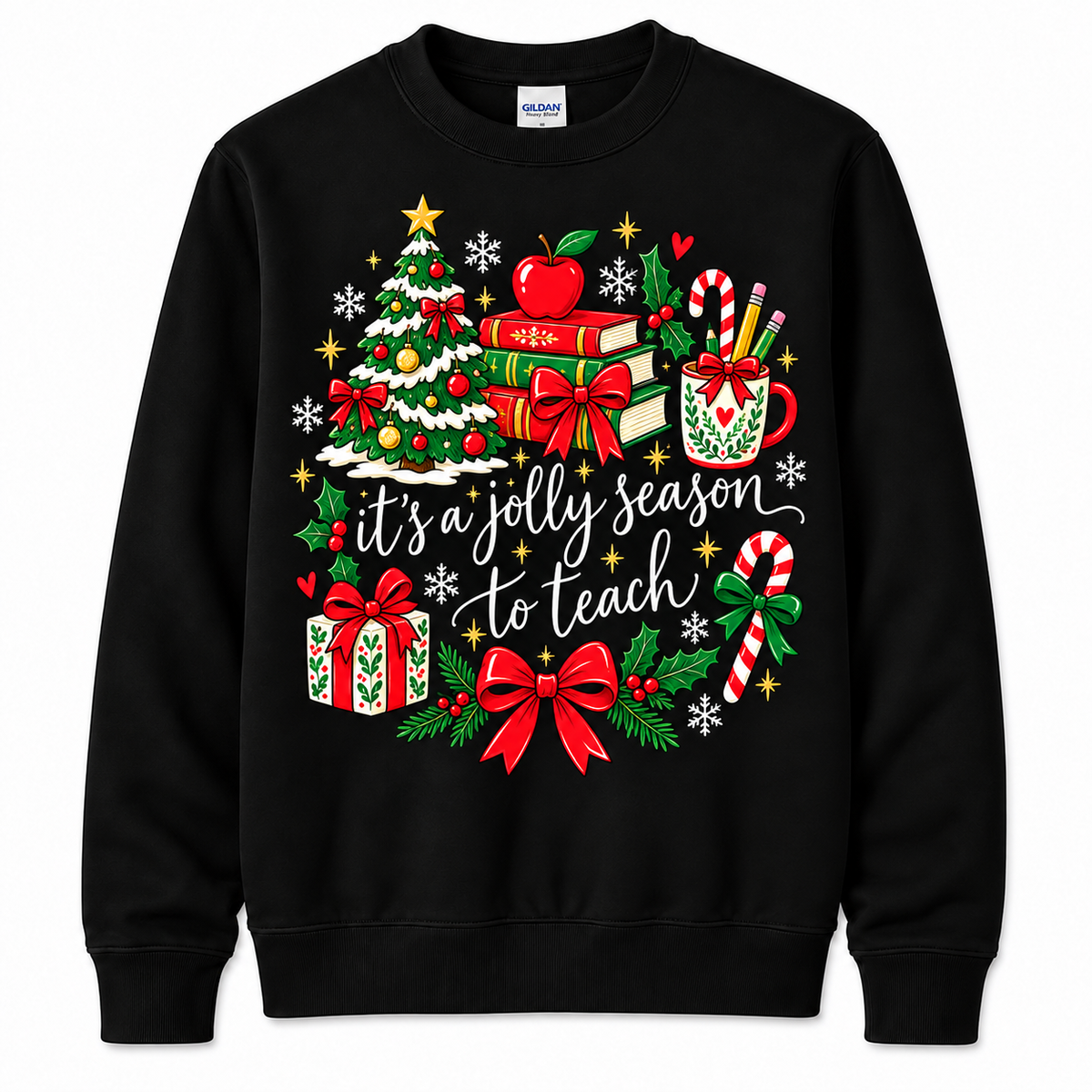 Personalized Custom It's a Jolly Season to Teach Cute Christmas Teacher Sweatshirt