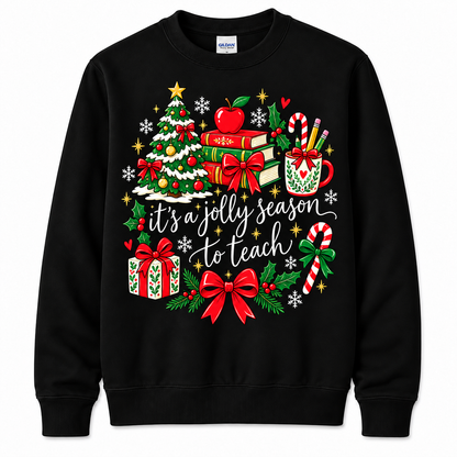 Personalized Custom It's a Jolly Season to Teach Cute Christmas Teacher Sweatshirt