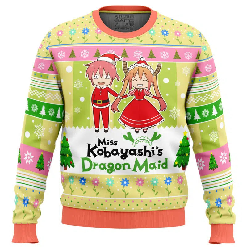Kobayashi And Tooru Miss Kobayashi's Dragon Maid Ugly Christmas Sweater