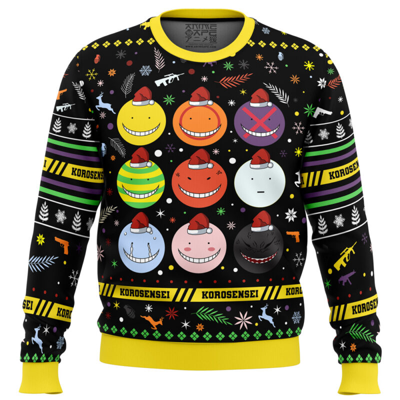 Korosensei Expressions Assassination Classroom Ugly Christmas Sweater