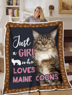 Maine Coon Cat Just A Girl Blanket Throws - Soft Lightweight Blanket Suitable For All Season